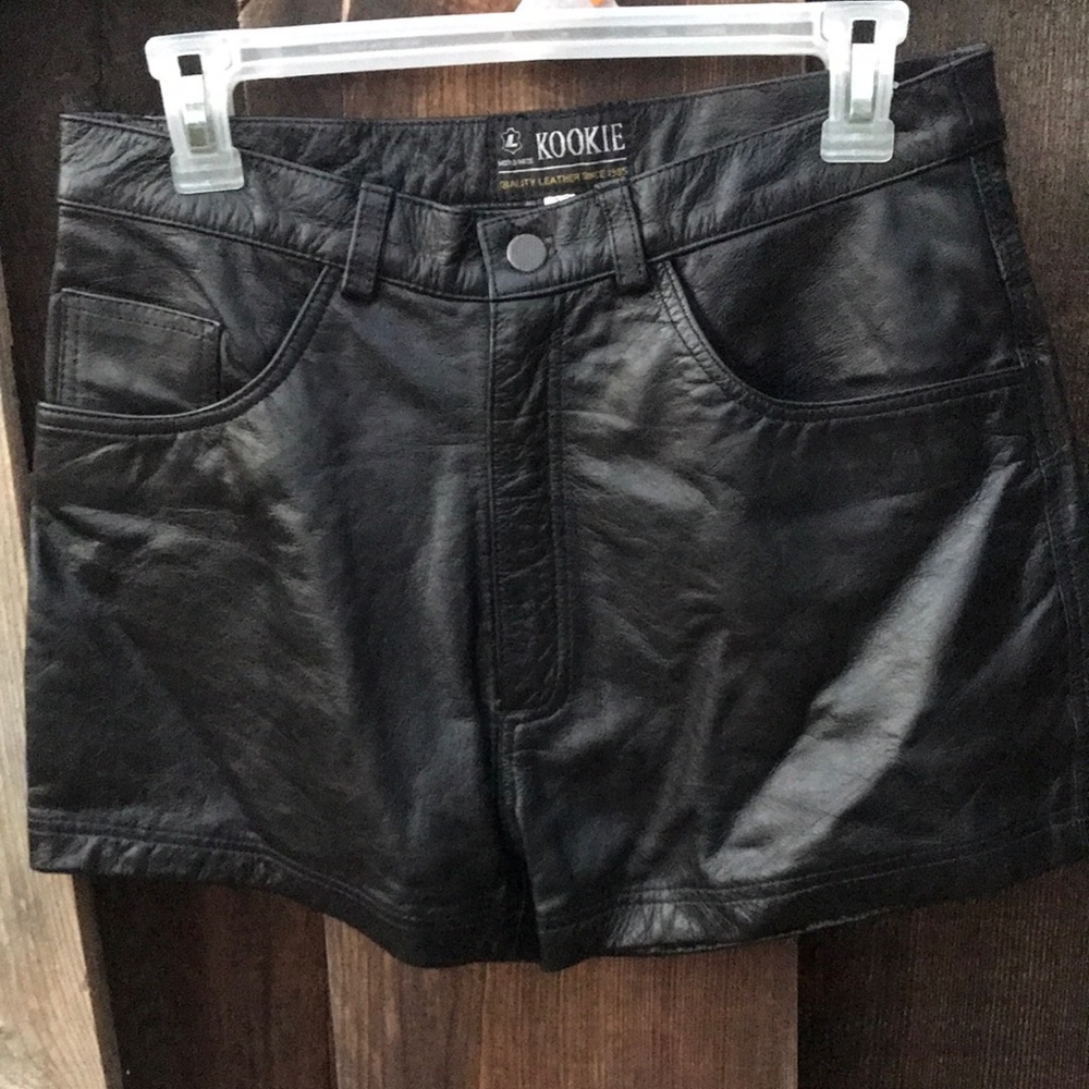 Kookie Black Leather Shorts